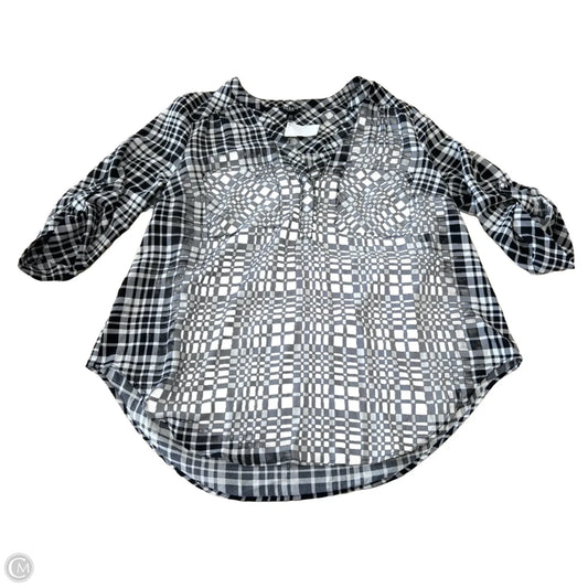 Top 3/4 Sleeve By Torrid In Black & White, Size: L