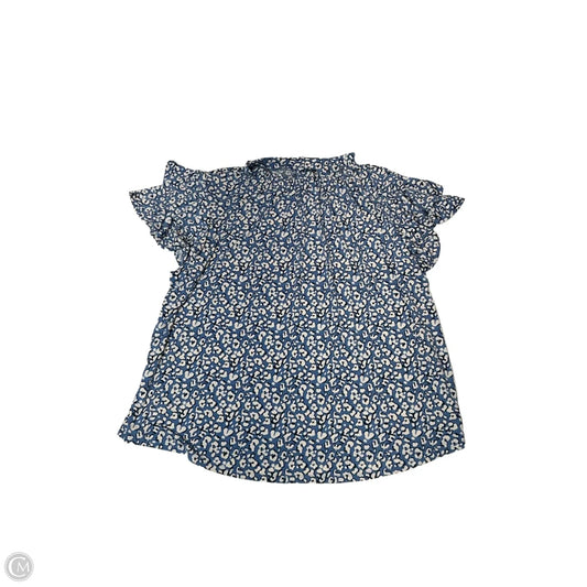 Top Short Sleeve By Adrianna Papell In Blue & White, Size: 3x