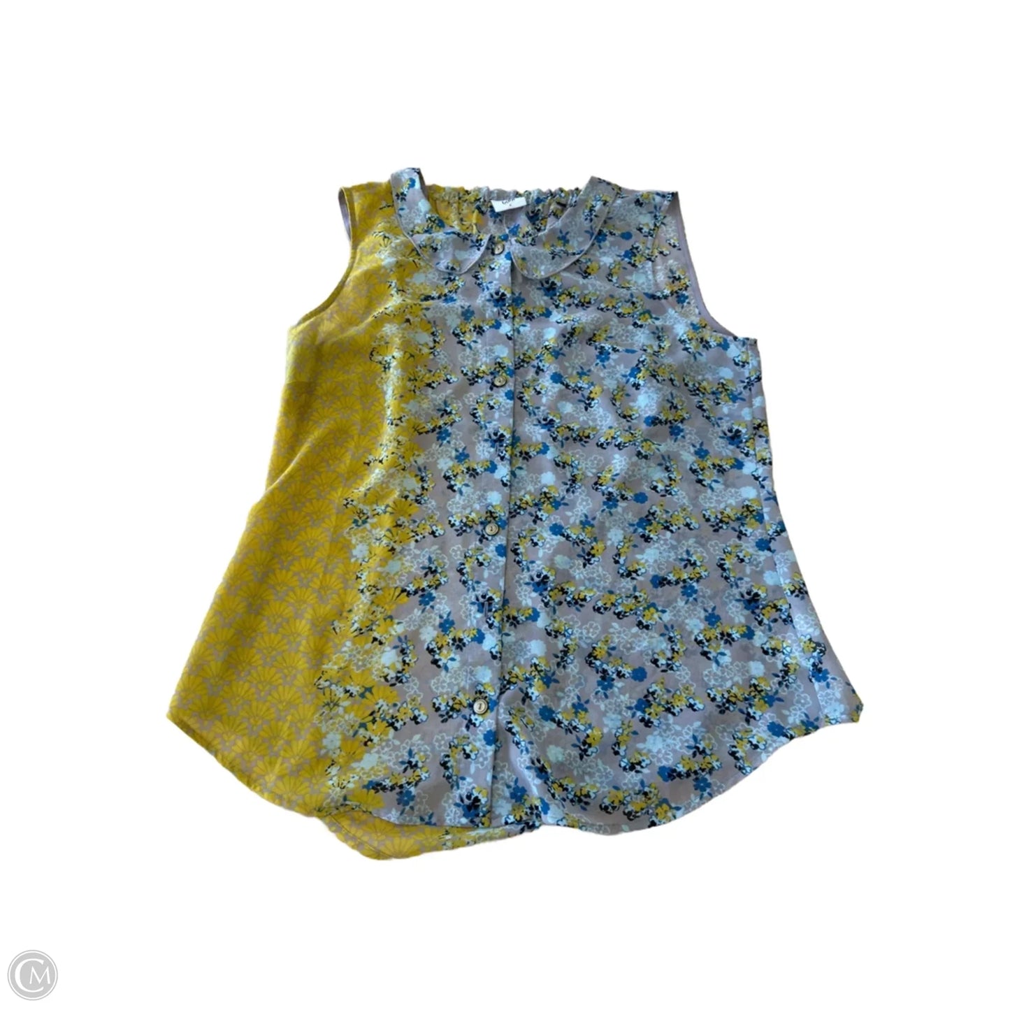 Top Sleeveless By Cabi In Blue & Yellow, Size: S