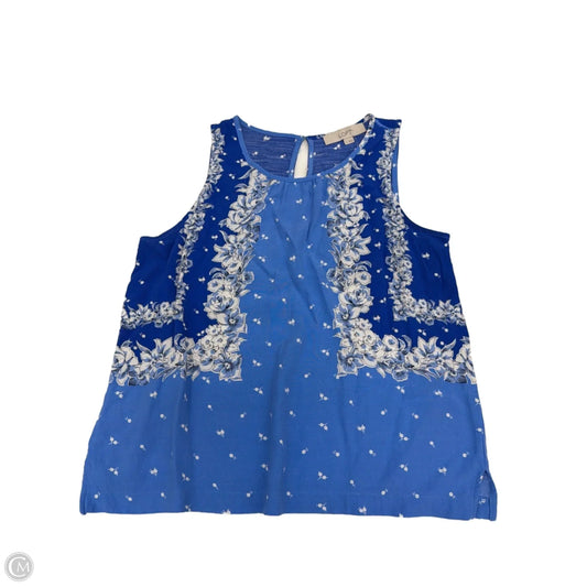 Top Sleeveless By Loft In Blue & White, Size: S