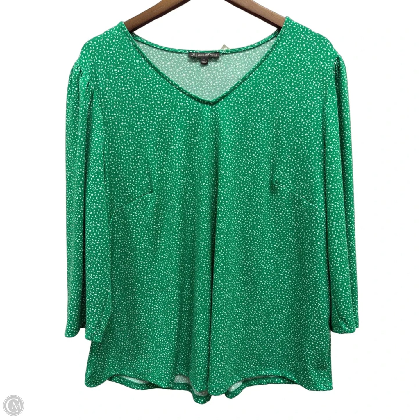 Top 3/4 Sleeve By Adrianna Papell In Green, Size: 1x