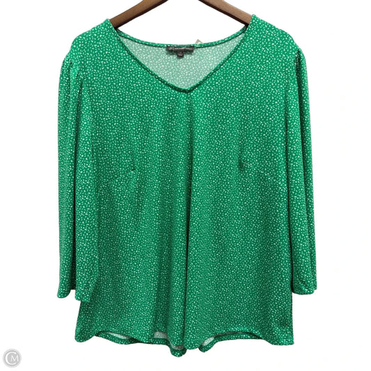 Top 3/4 Sleeve By Adrianna Papell In Green, Size: 1x