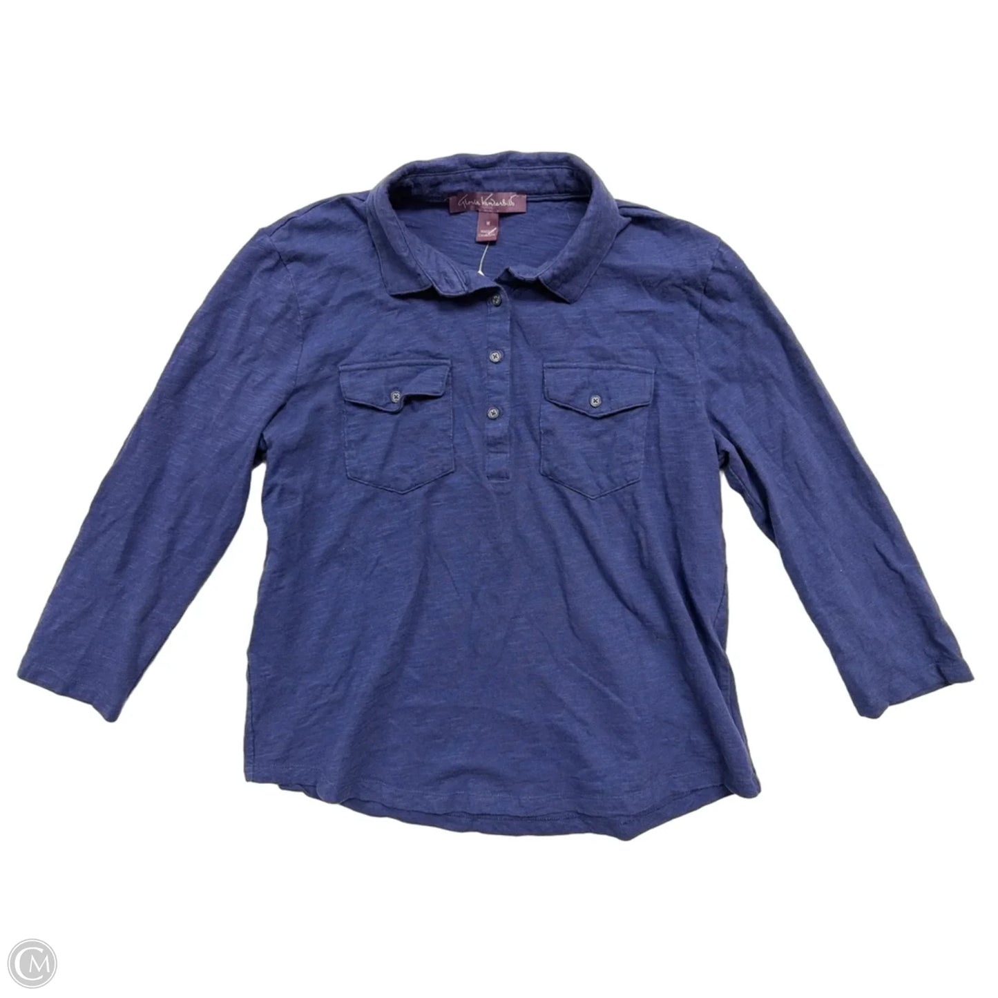 Top Long Sleeve By Gloria Vanderbilt In Blue, Size: M