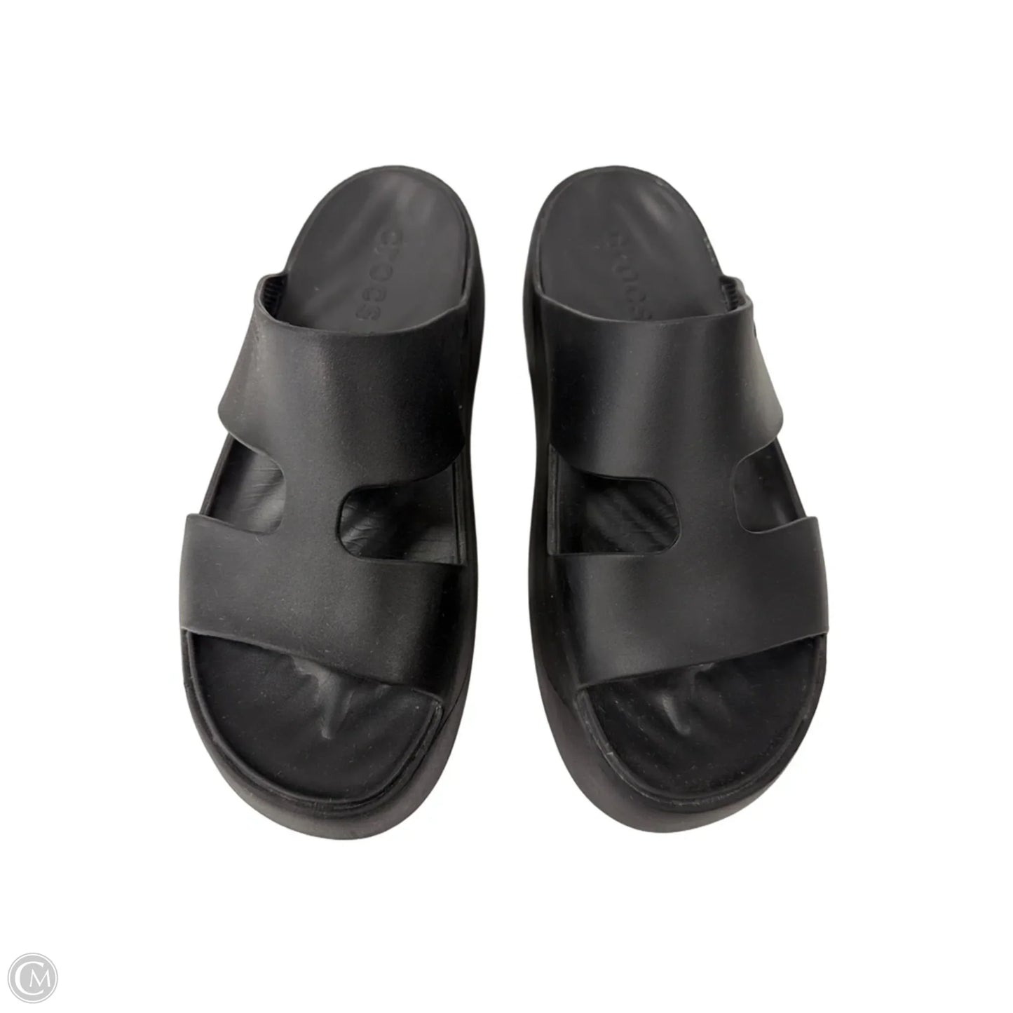 Sandals Flats By Crocs In Black, Size: 9