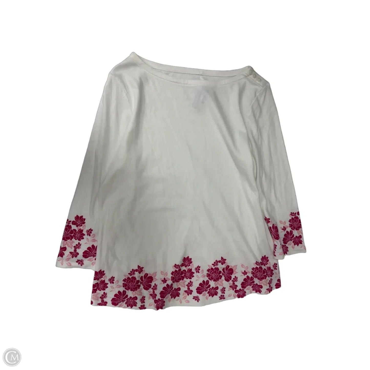 Top 3/4 Sleeve By Charter Club In Pink & White, Size: L