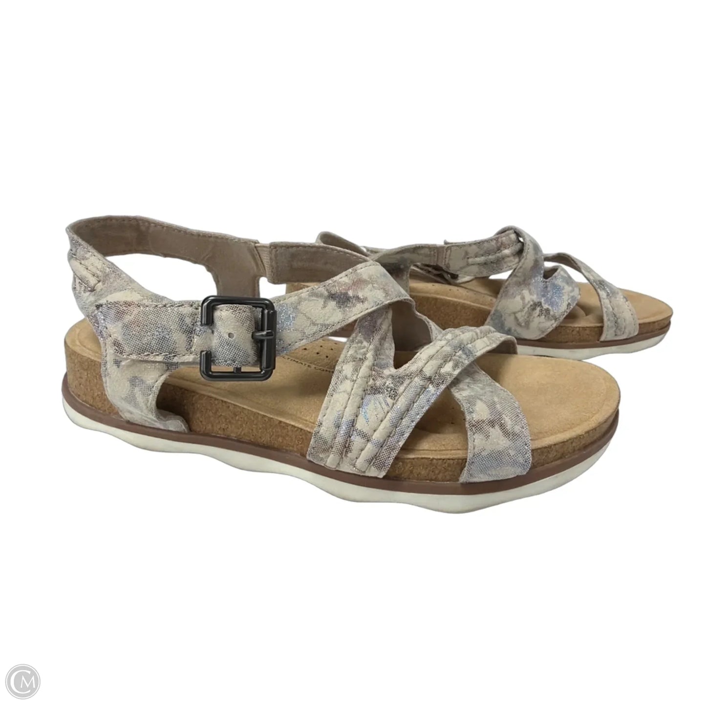 Sandals Flats By Clarks In Camouflage Print, Size: 8