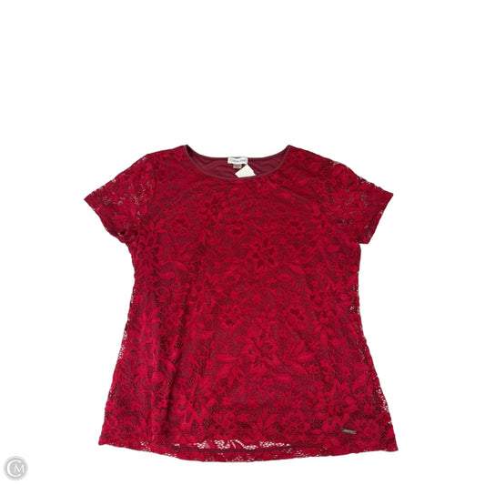 Top Short Sleeve By Calvin Klein In Red, Size: L