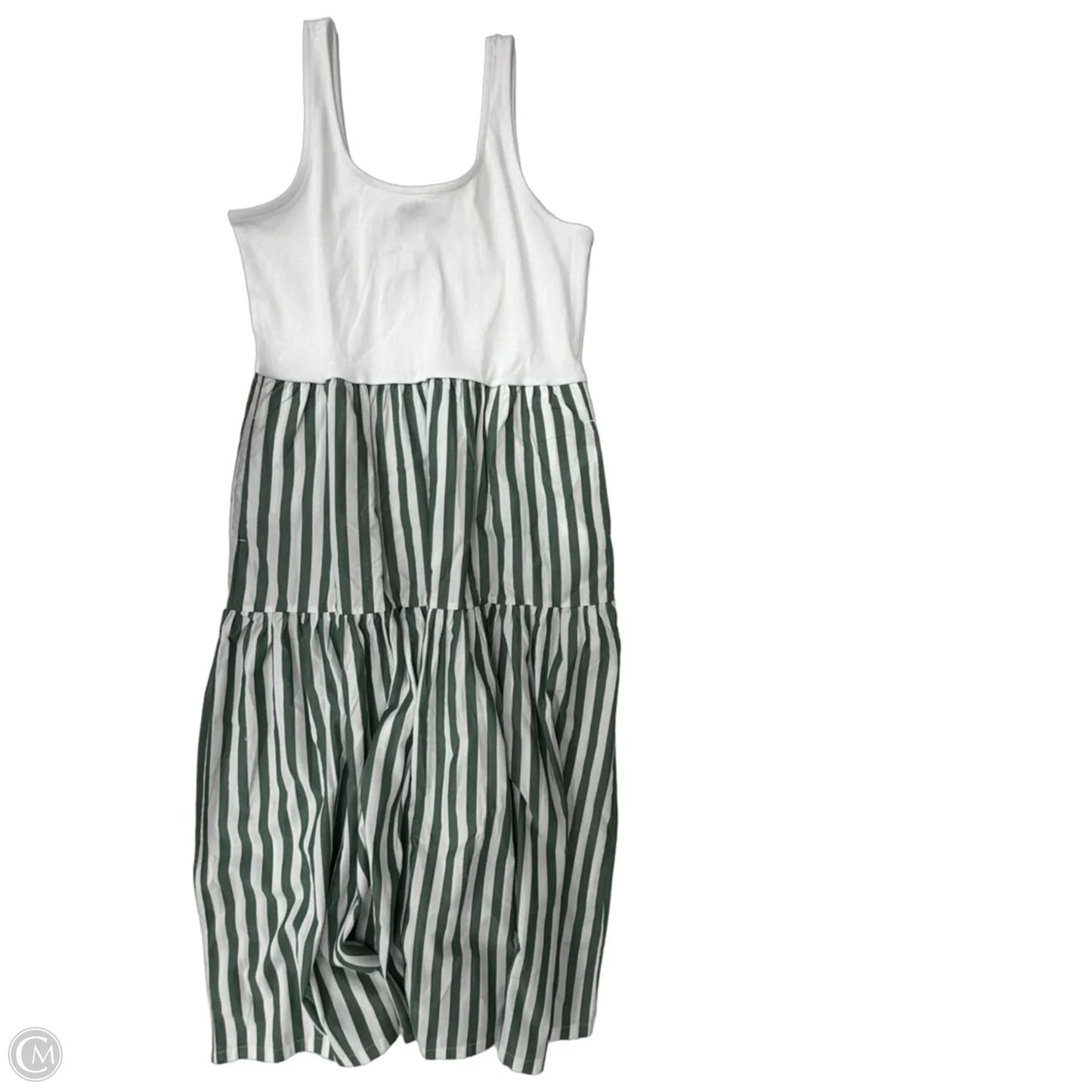 Dress Casual Maxi By J. Crew In Green & White, Size: L