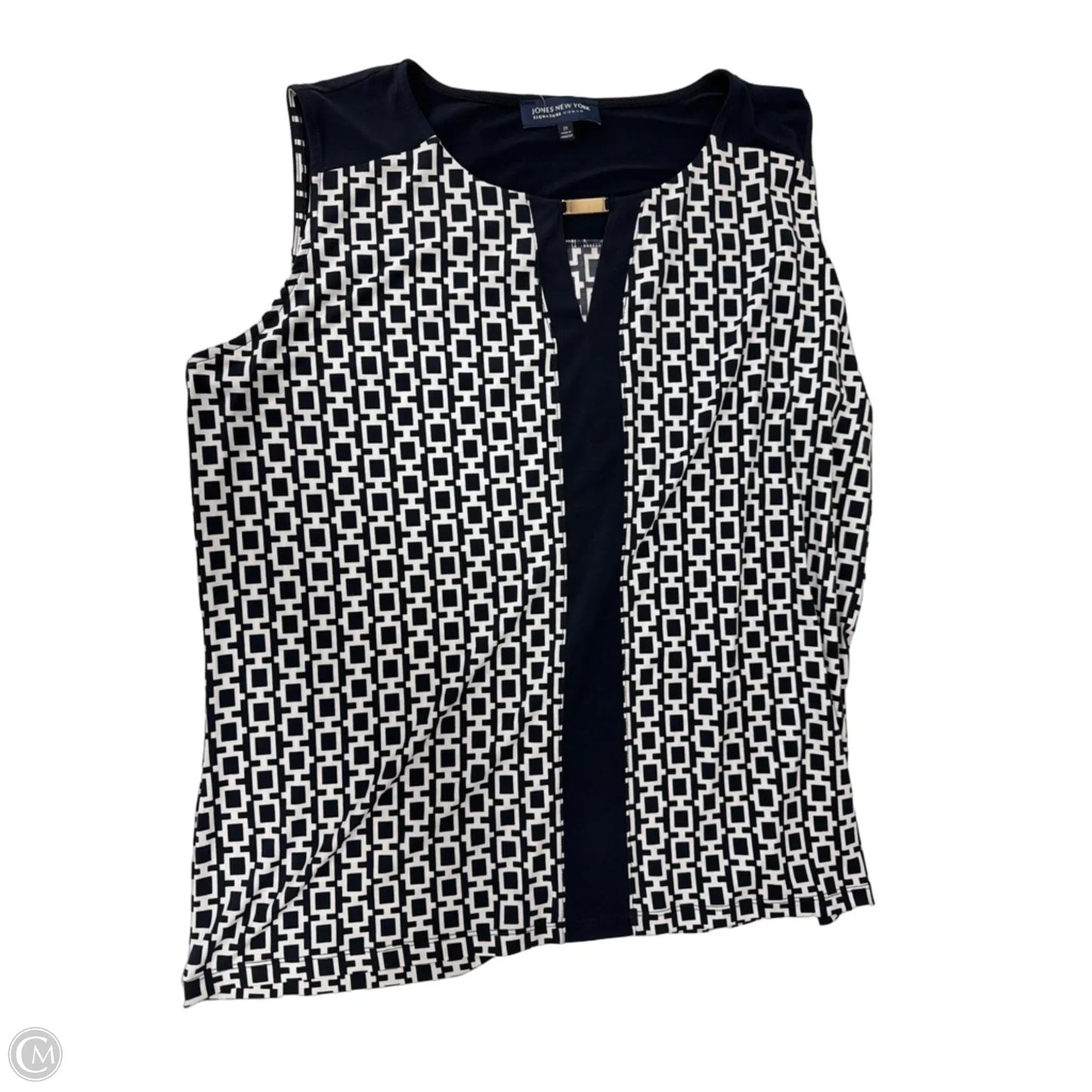 Top Sleeveless By Jones New York In Blue & White, Size: 2x