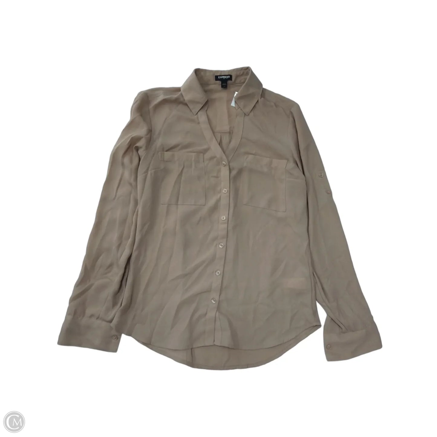 Top Long Sleeve By Express In Tan, Size: Xs