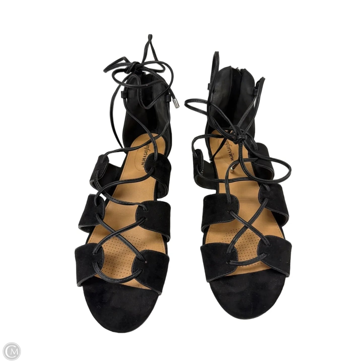 Sandals Flats By Comfortview In Black, Size: 10.5