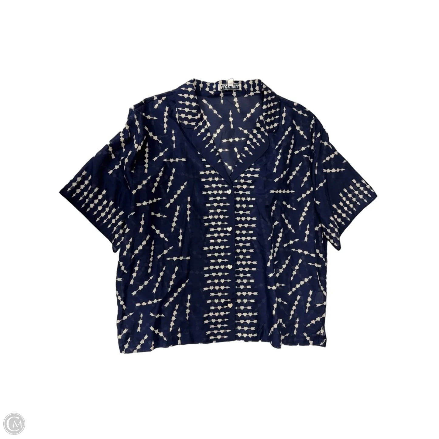 Top Short Sleeve By Clothes Mentor In Blue & White, Size: L
