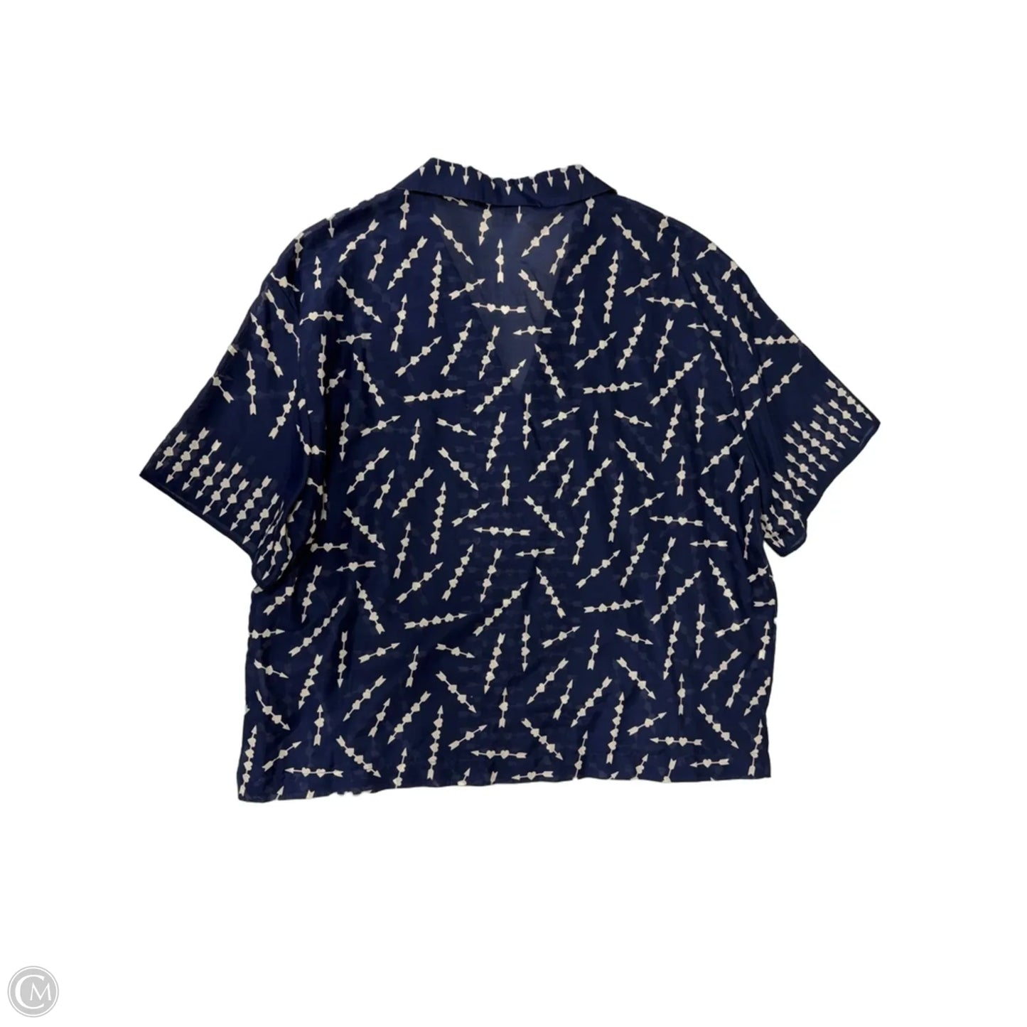 Top Short Sleeve By Clothes Mentor In Blue & White, Size: L