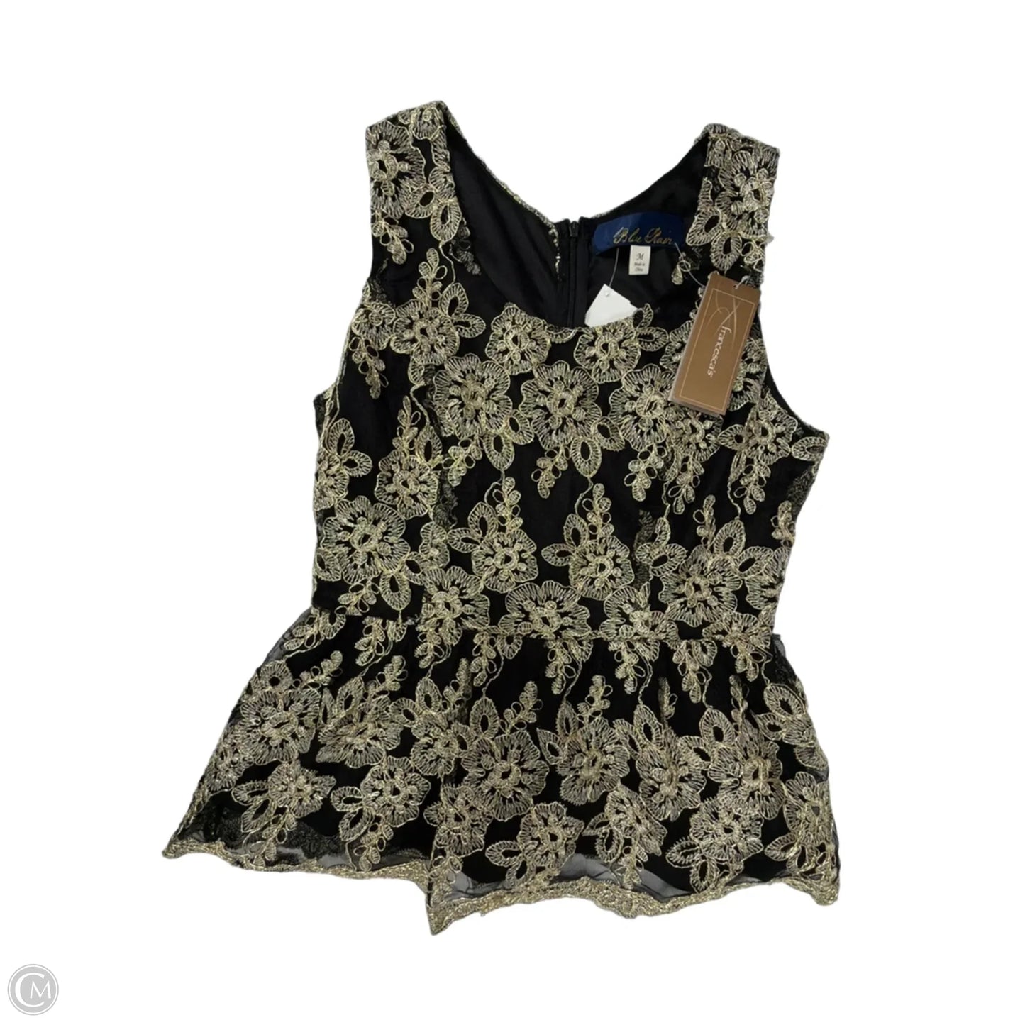 Top Sleeveless By Blue Rain In Black & Gold, Size: M
