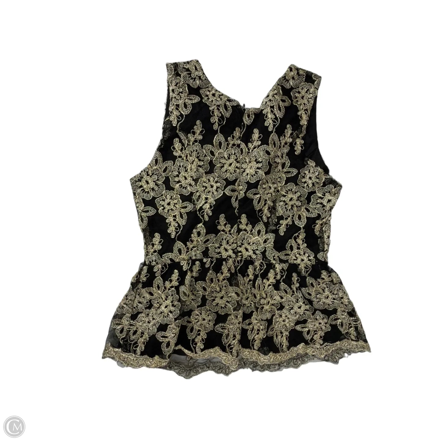 Top Sleeveless By Blue Rain In Black & Gold, Size: M