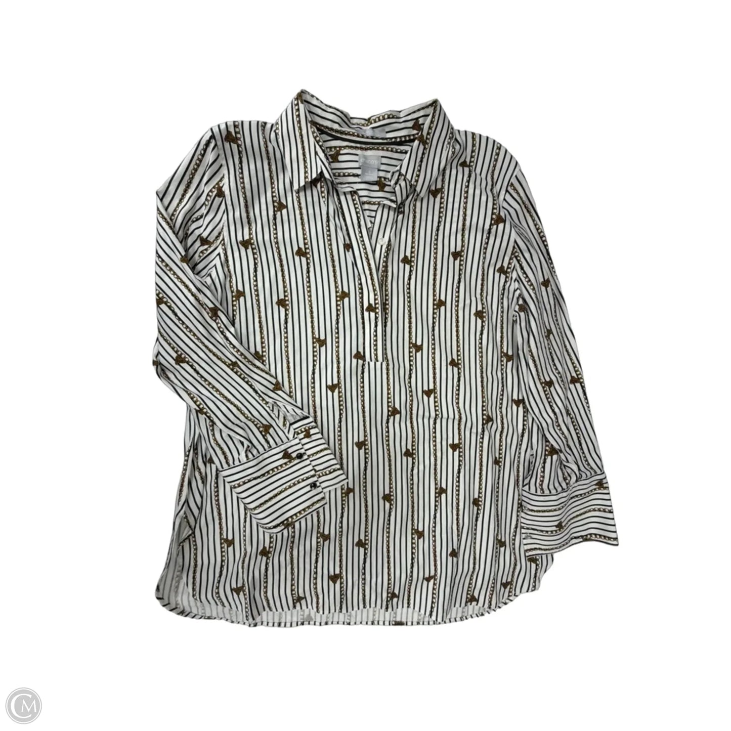Top Long Sleeve By Chicos In Striped Pattern, Size: 3x
