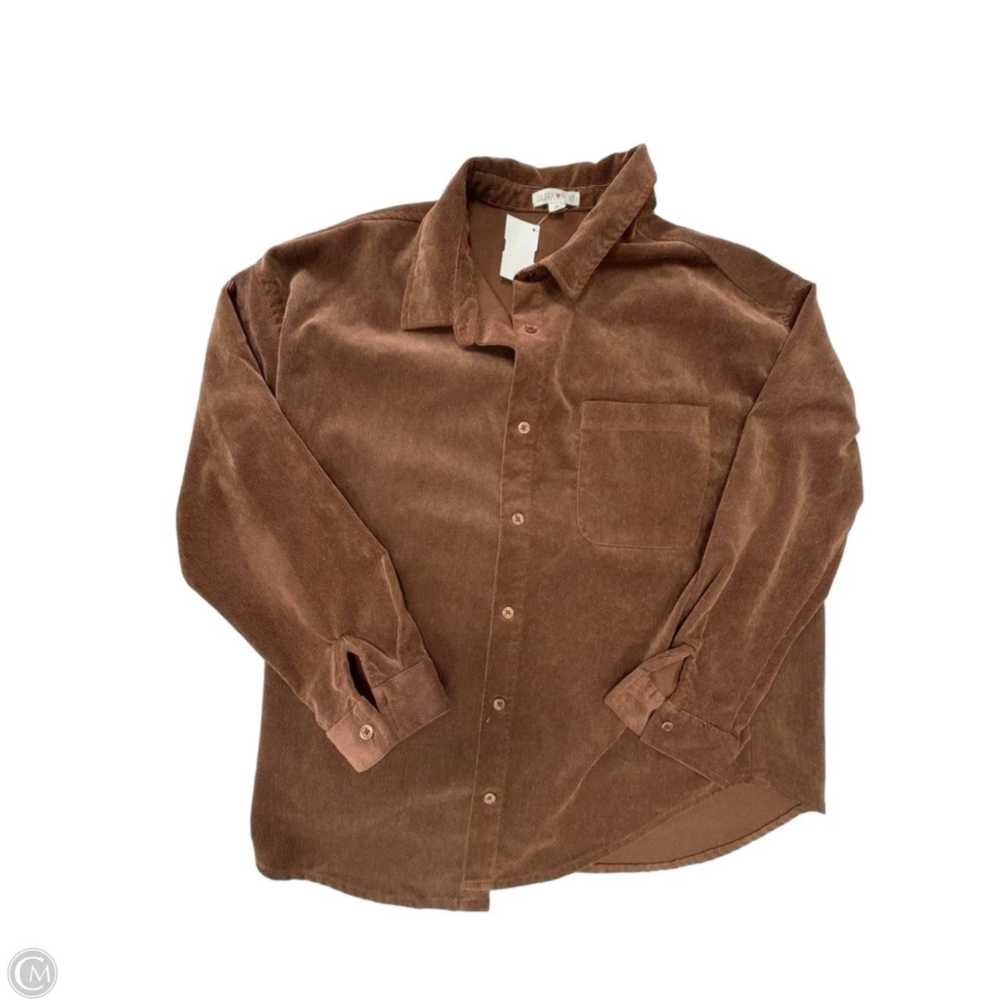Jacket Shirt By Ultra Flirt In Brown, Size: Xl