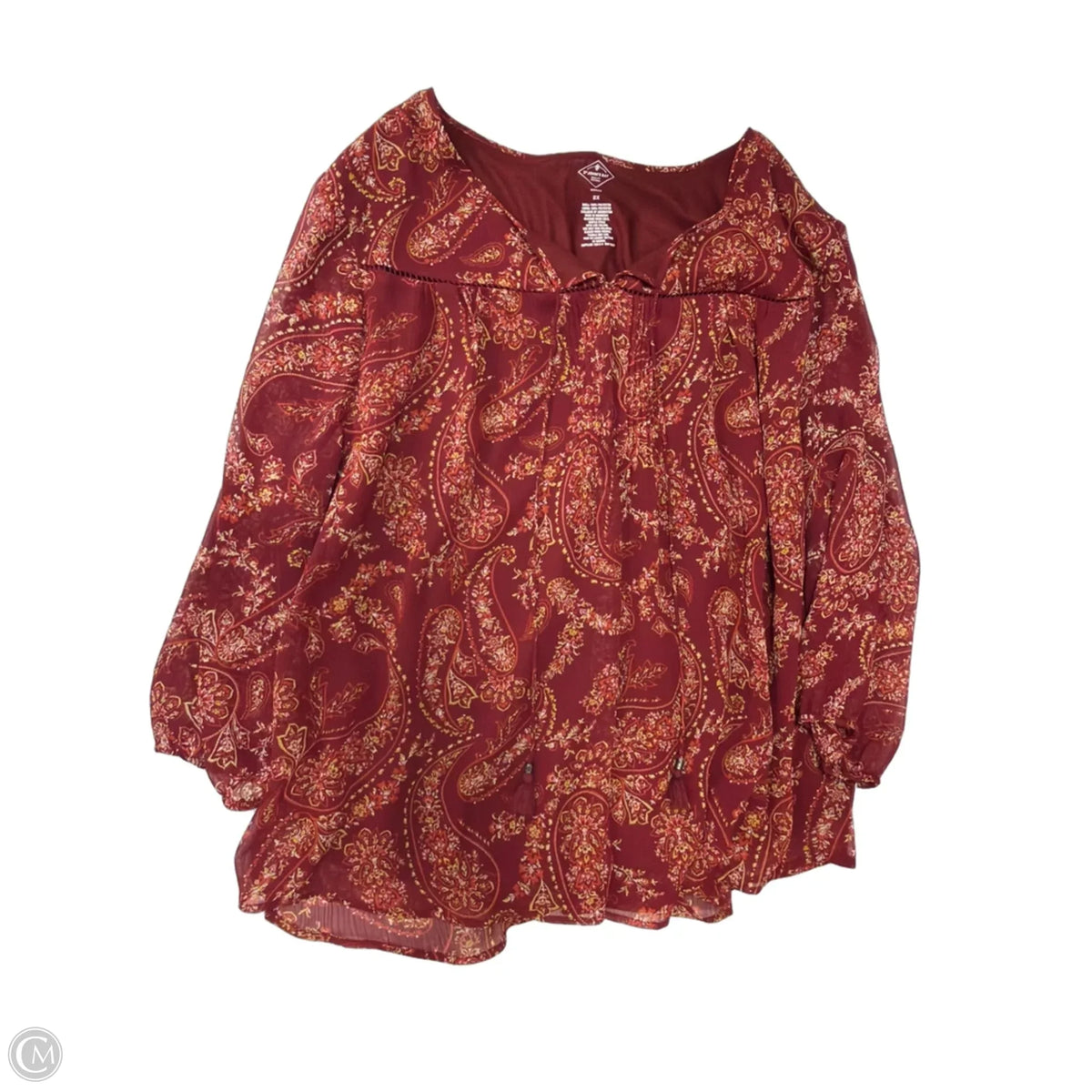 Top Long Sleeve By St Johns Bay In Maroon, Size: 2x