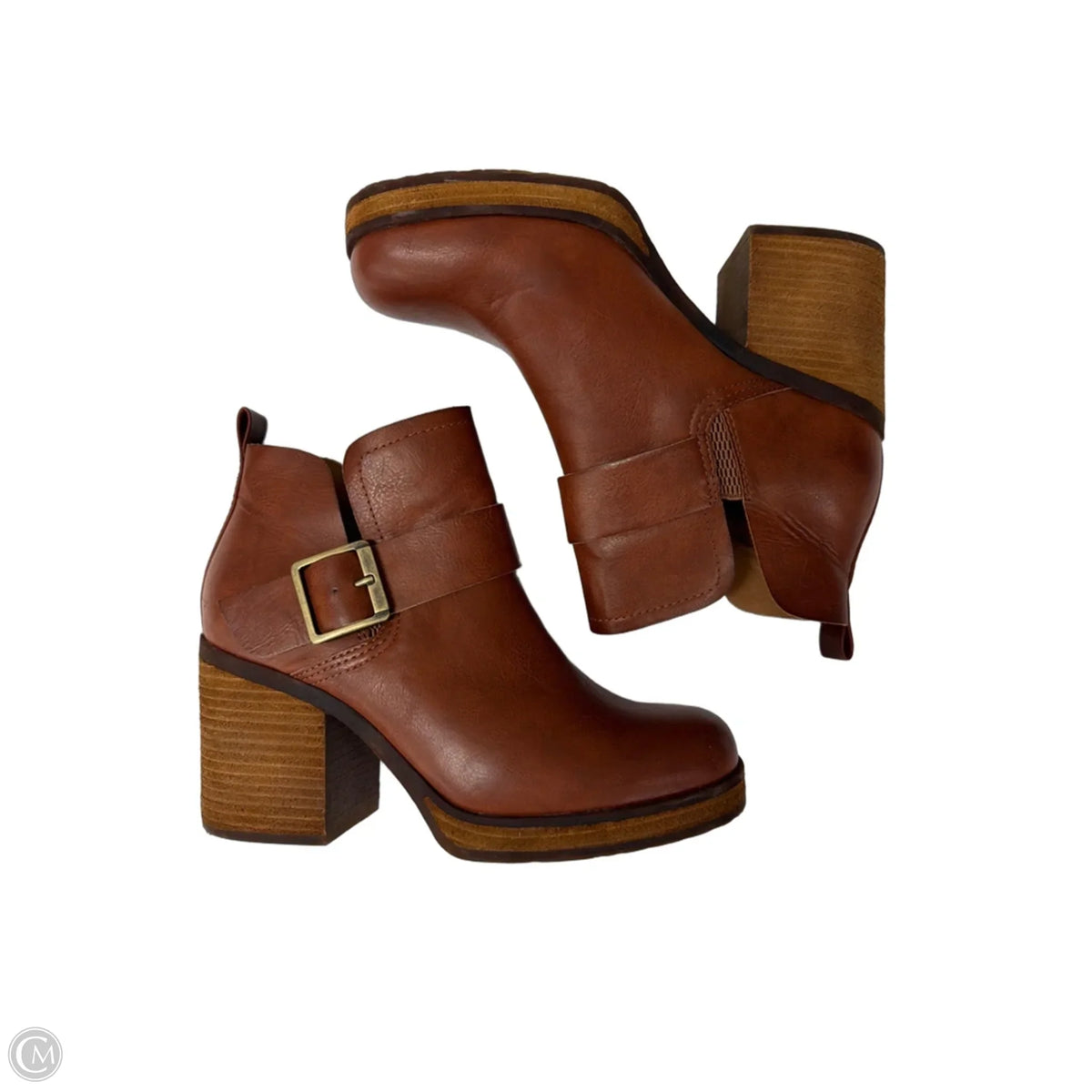 Boots Ankle Heels By Korks In Brown, Size: 8
