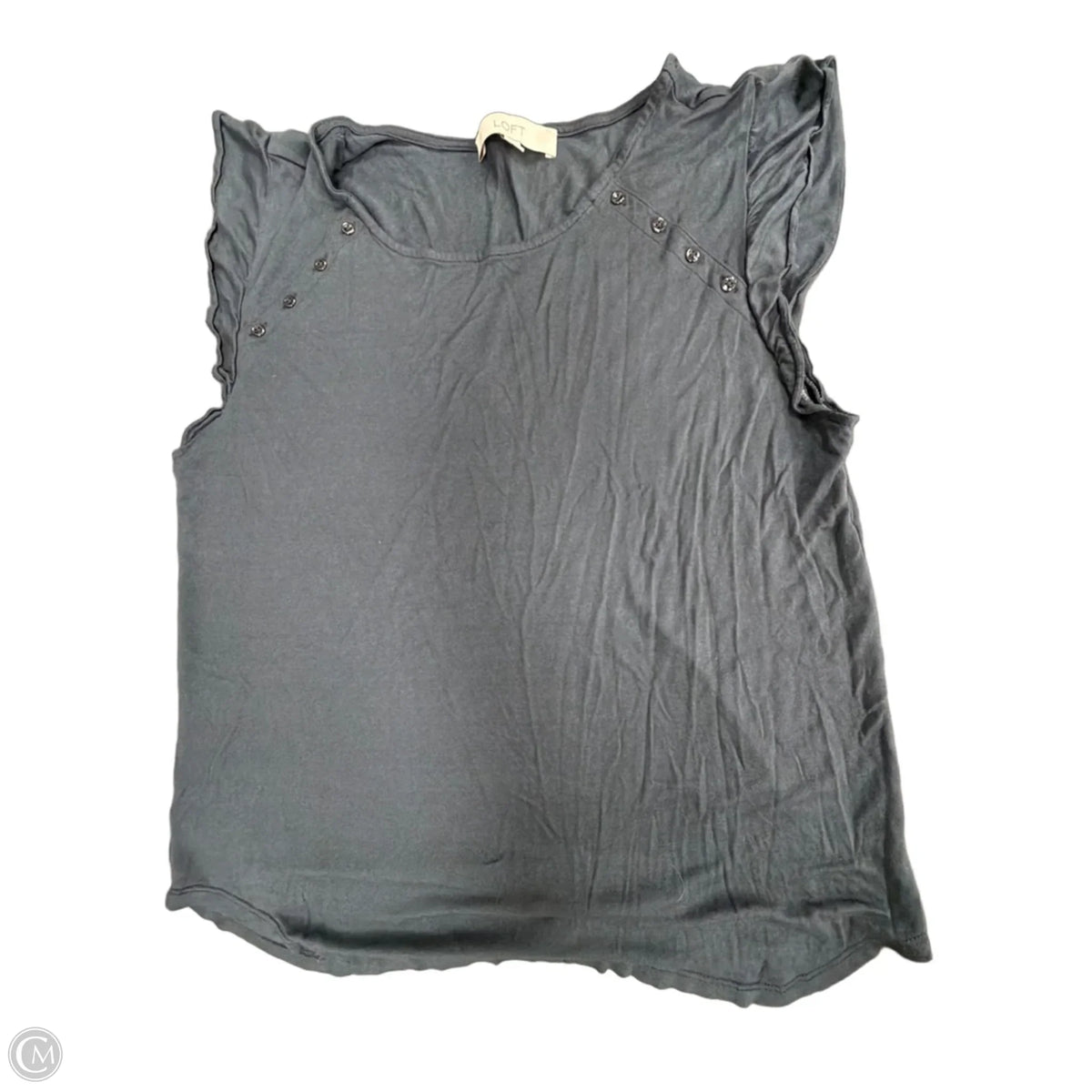 Top Short Sleeve By Loft In Grey, Size: L