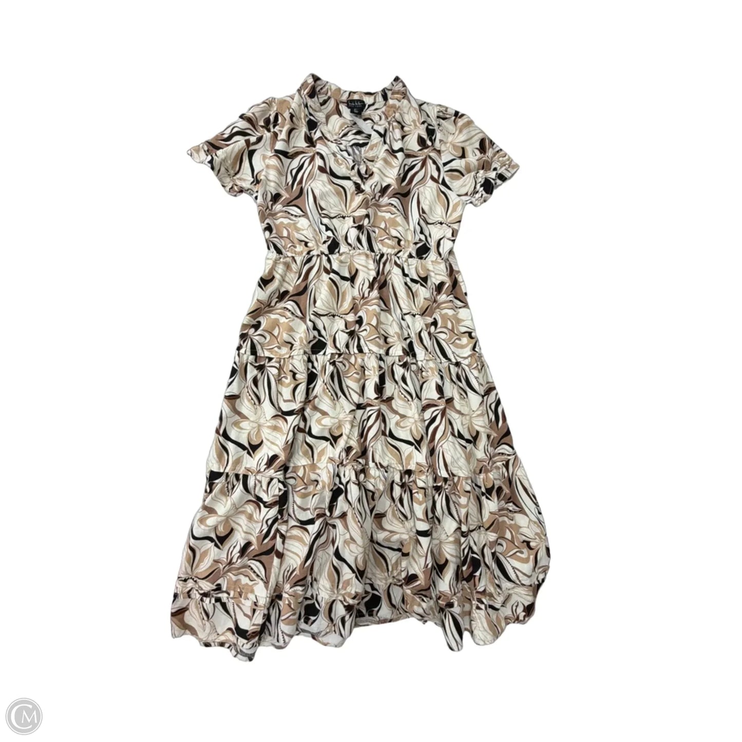 Dress Casual Maxi By Nicole Miller In Cream & Tan, Size: L