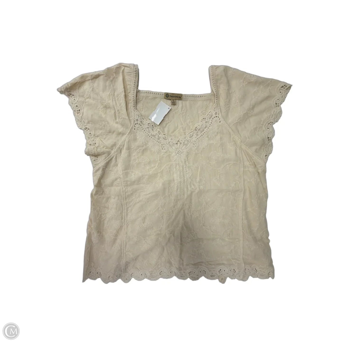 Top Short Sleeve By Democracy In Tan, Size: S