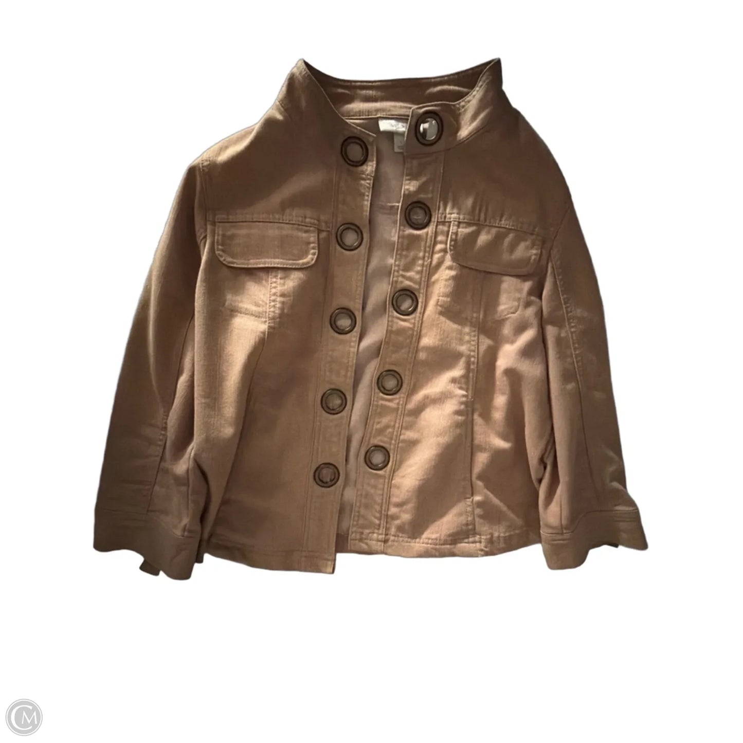 Jacket Denim By Dressbarn In Tan, Size: L