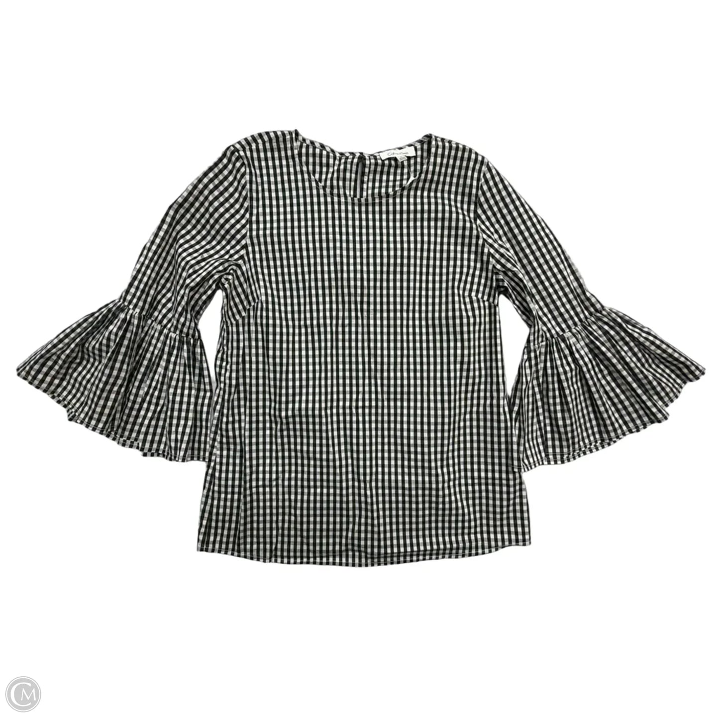 Top Long Sleeve By Calvin Klein In Plaid Pattern, Size: S
