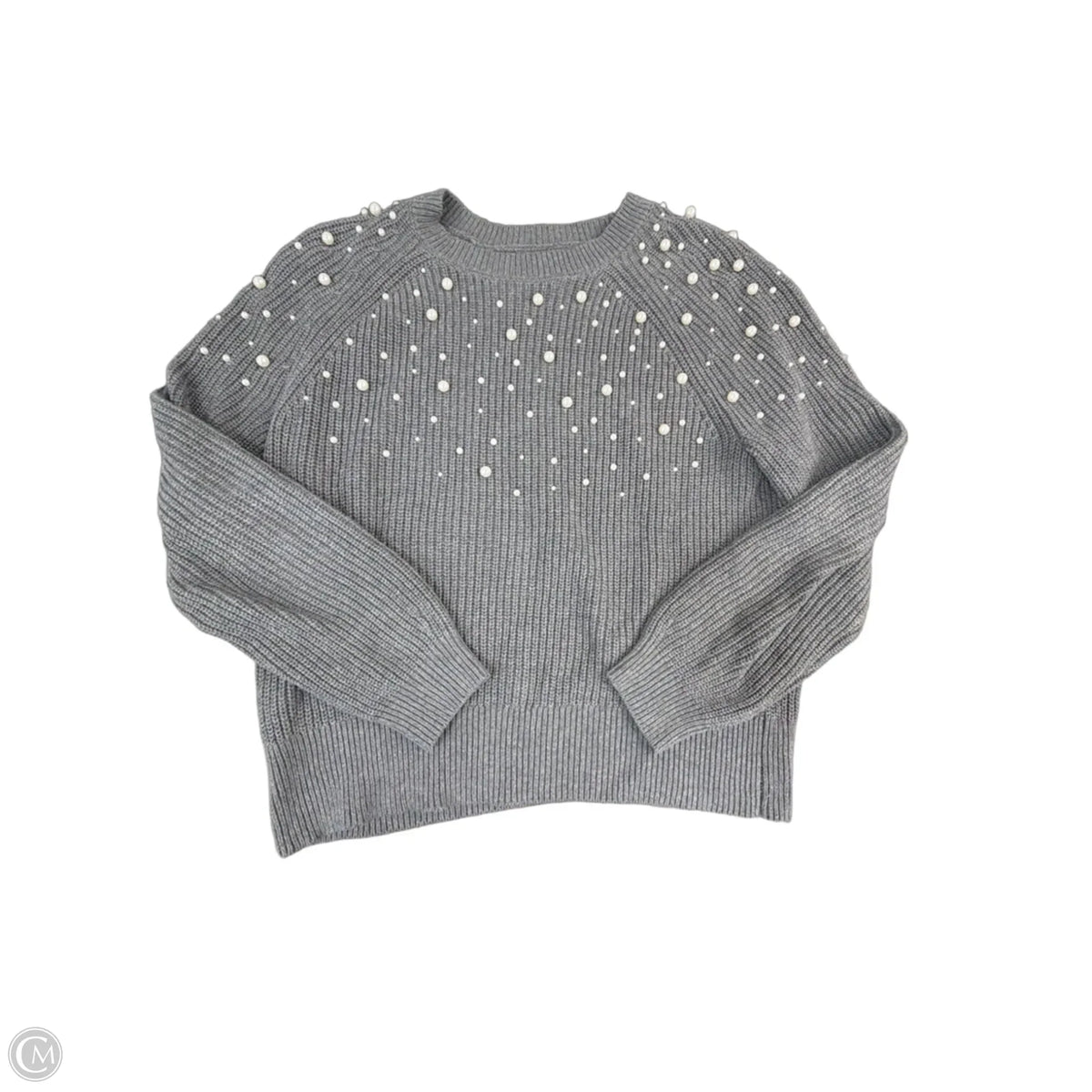 Sweater By Loft In Grey & White, Size: Lp