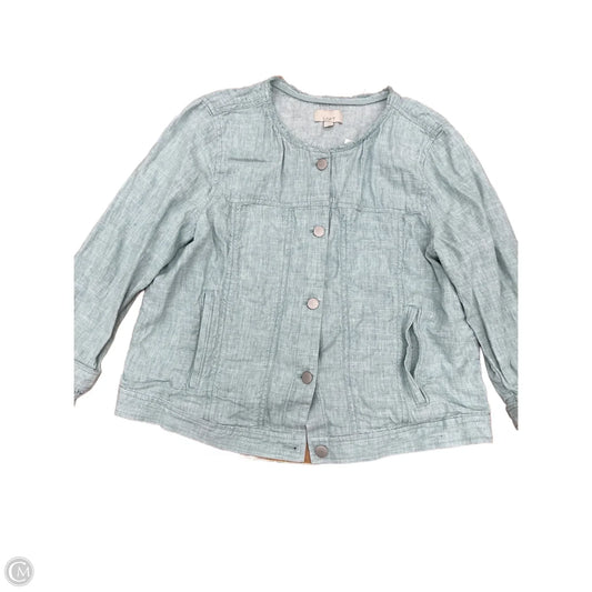 Jacket Denim By Loft In Green Denim, Size: L