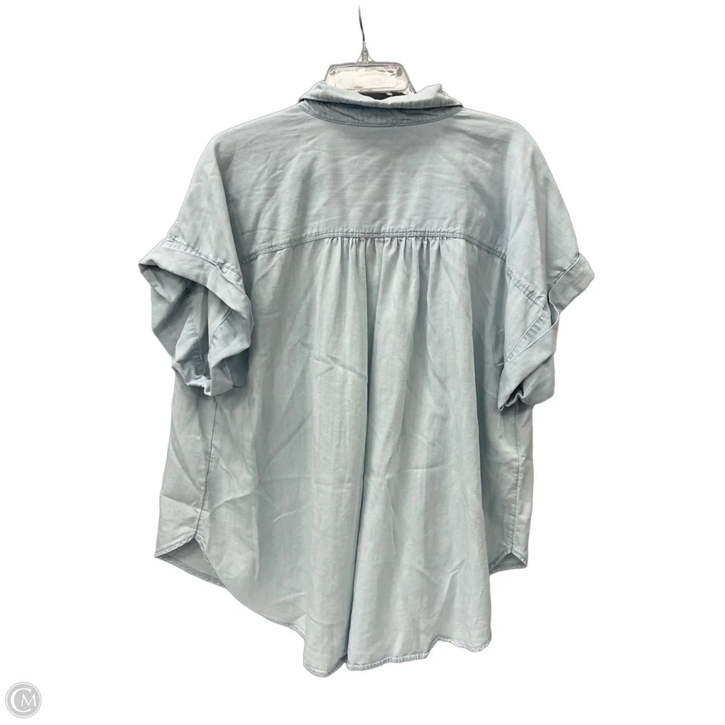 Top Short Sleeve By Workshop In Blue Denim, Size: 2x