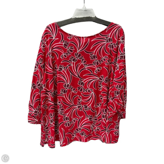 Top 3/4 Sleeve By Liz Claiborne In Red, Size: 2x