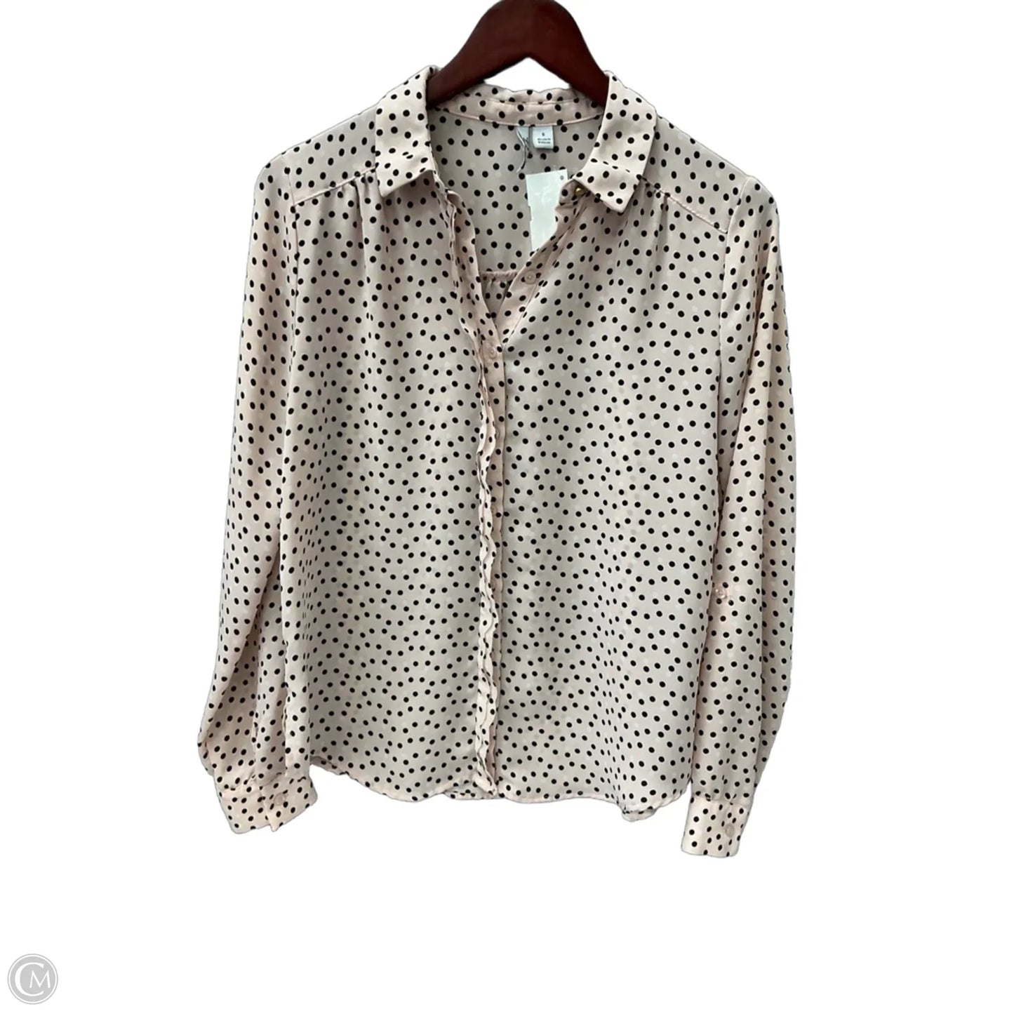 Top Long Sleeve By Elle In Polkadot Pattern, Size: S