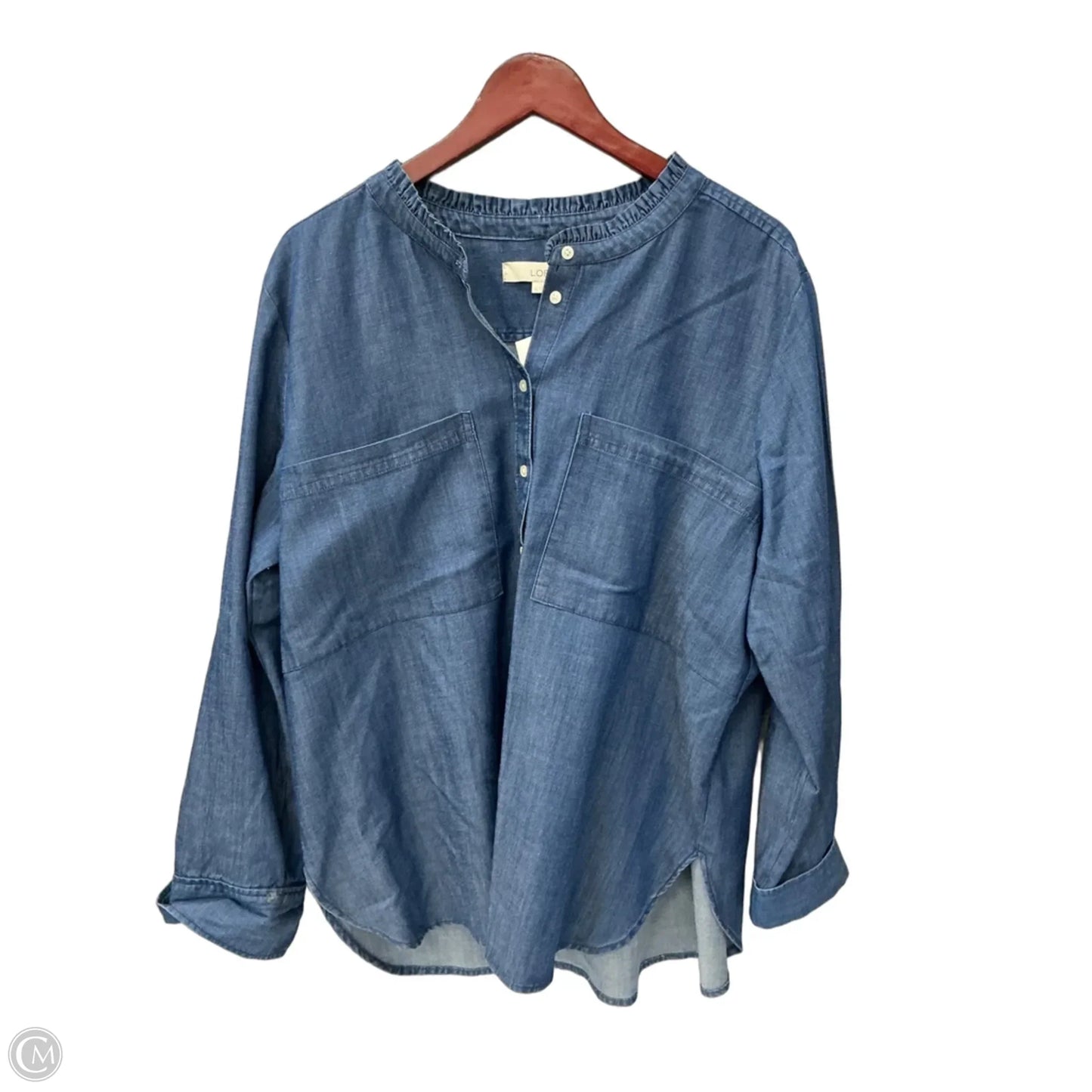 Top Long Sleeve By Loft In Blue Denim, Size: Xl