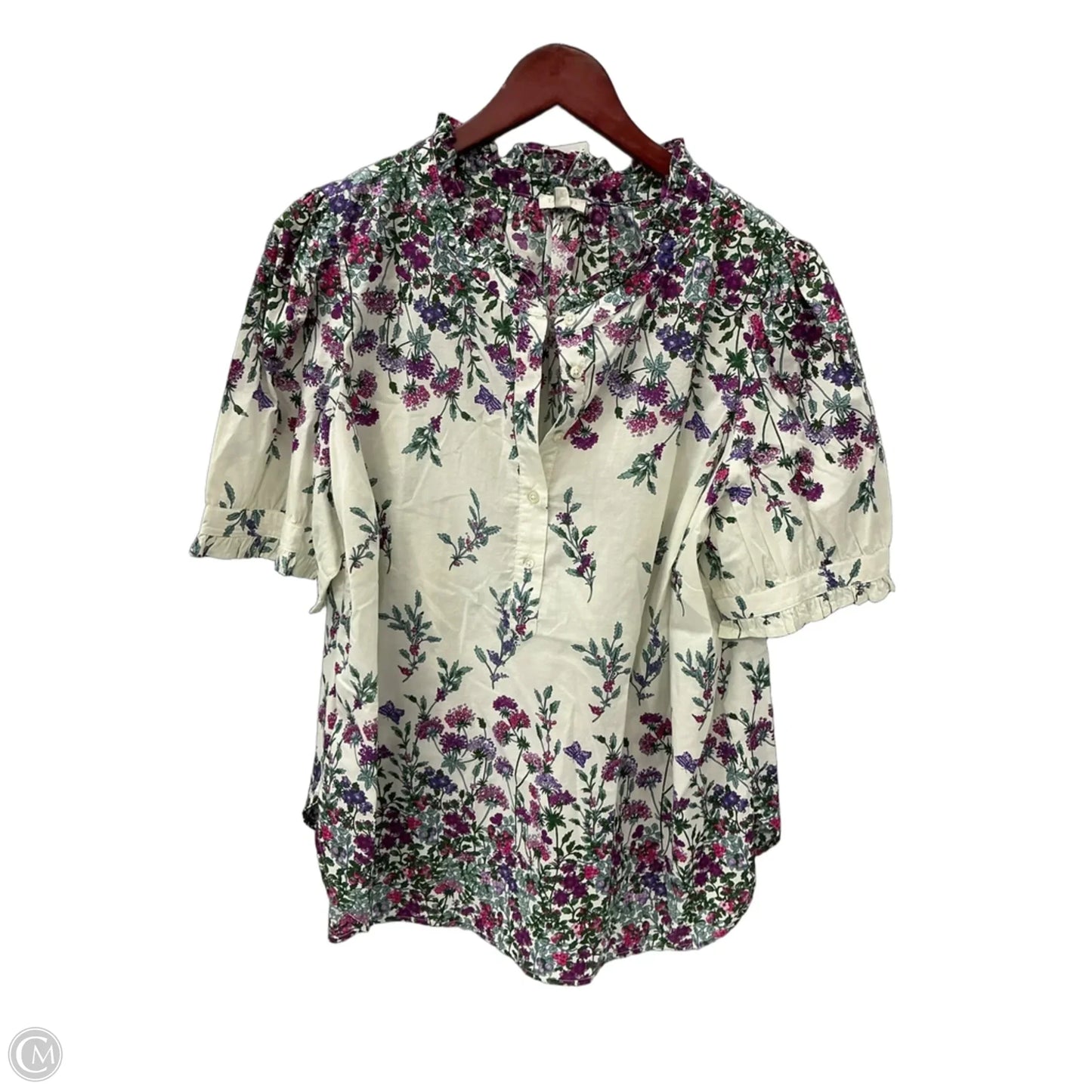 Top Short Sleeve By Talbots In Floral Print, Size: 1x