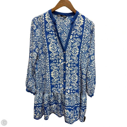 Tunic Long Sleeve By Zara In Blue, Size: S