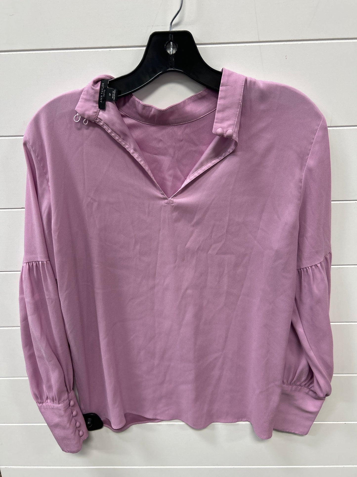 Blouse Ls By Ann Taylor In Pink, Size:Sp
