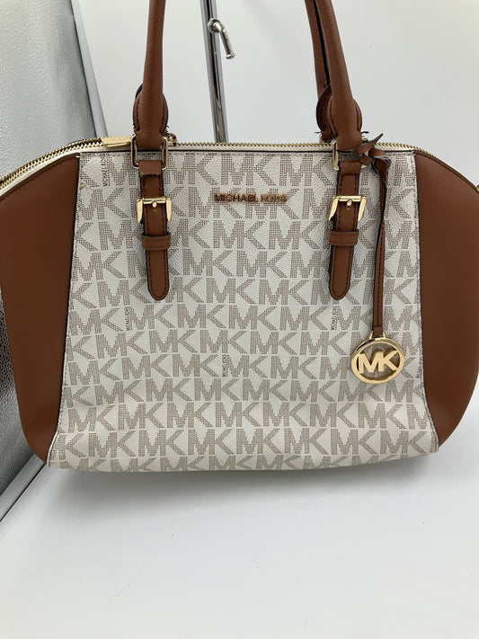 Handbag Designer By Michael Kors In Brown & White, Size:Medium
