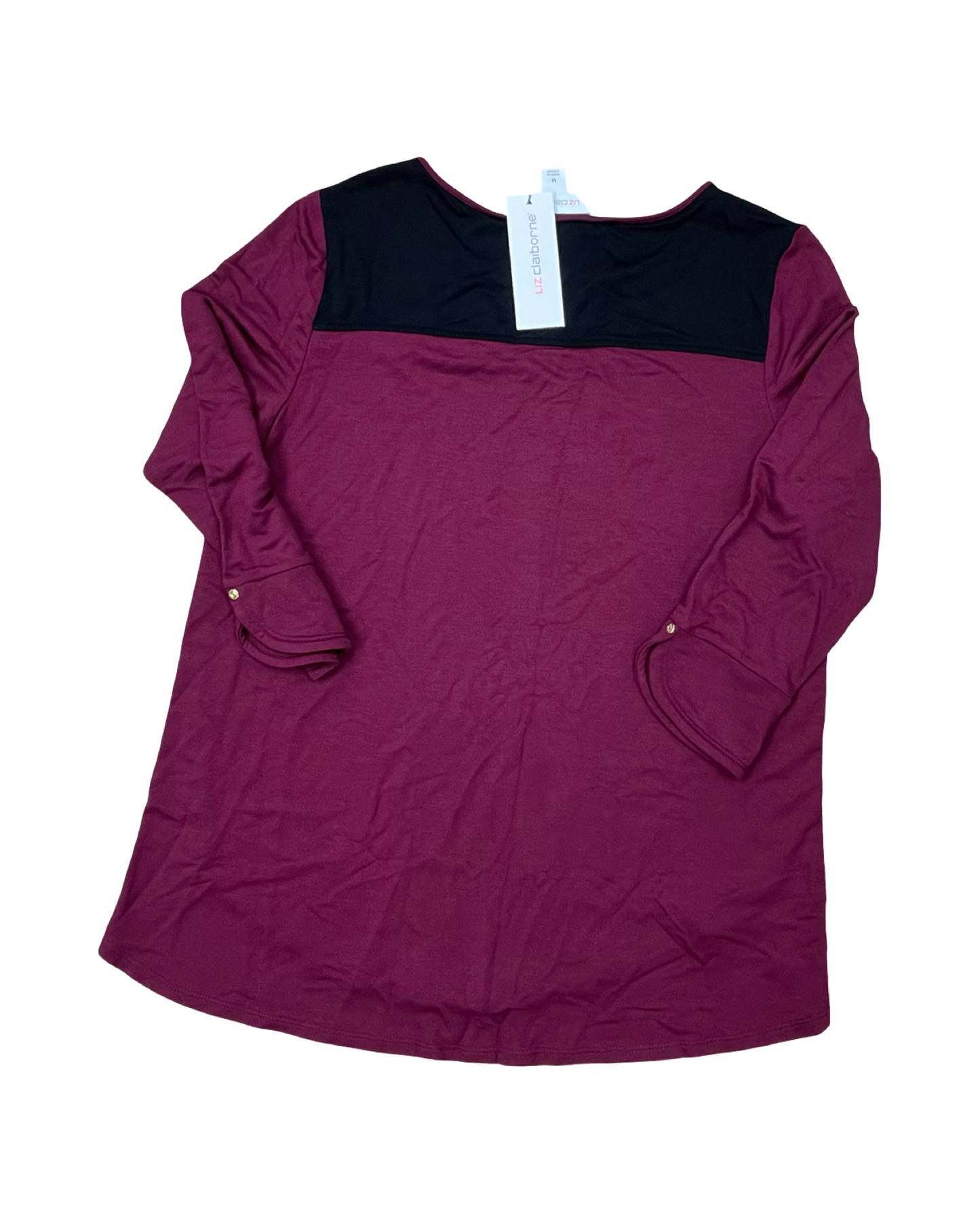 Top 3/4 Sleeve By Liz Claiborne In Maroon, Size:M