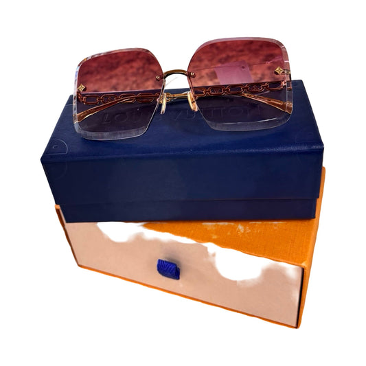 Jewel Square Sunglasses Luxury Designer By Louis Vuitton In Gold & Pink, Size: Z2422U 9J2 62 14 140