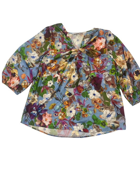 Top Long Sleeve Basic By Isaac Mizrahi Live Qvc In Floral Print, Size: M