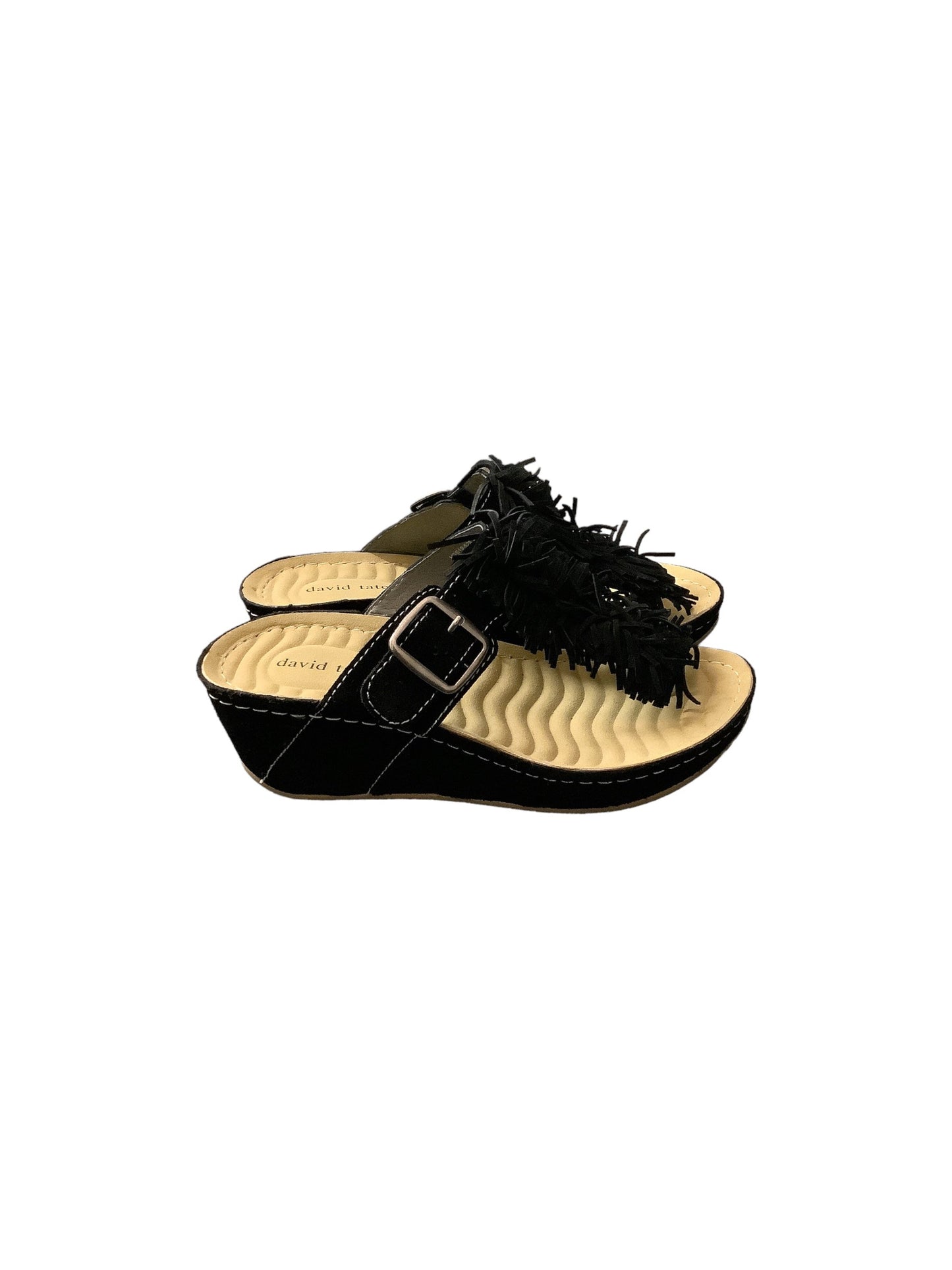 Black Sandals Heels Wedge Clothes Mentor, Size 7