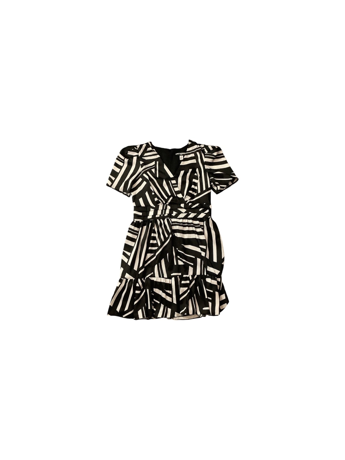 Dress Casual Midi By Karl Lagerfeld In Black & White, Size: 12