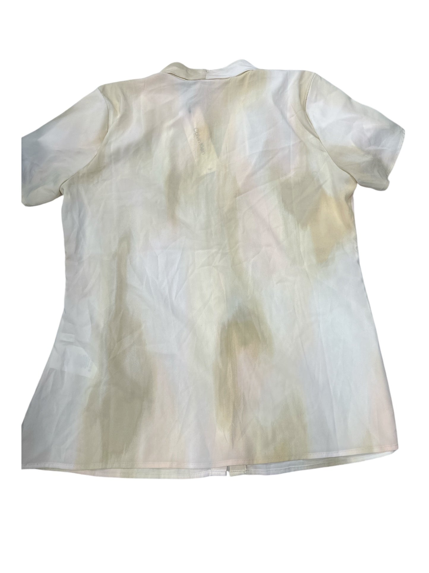 Top Short Sleeve Basic By Calvin Klein In Cream, Size: M