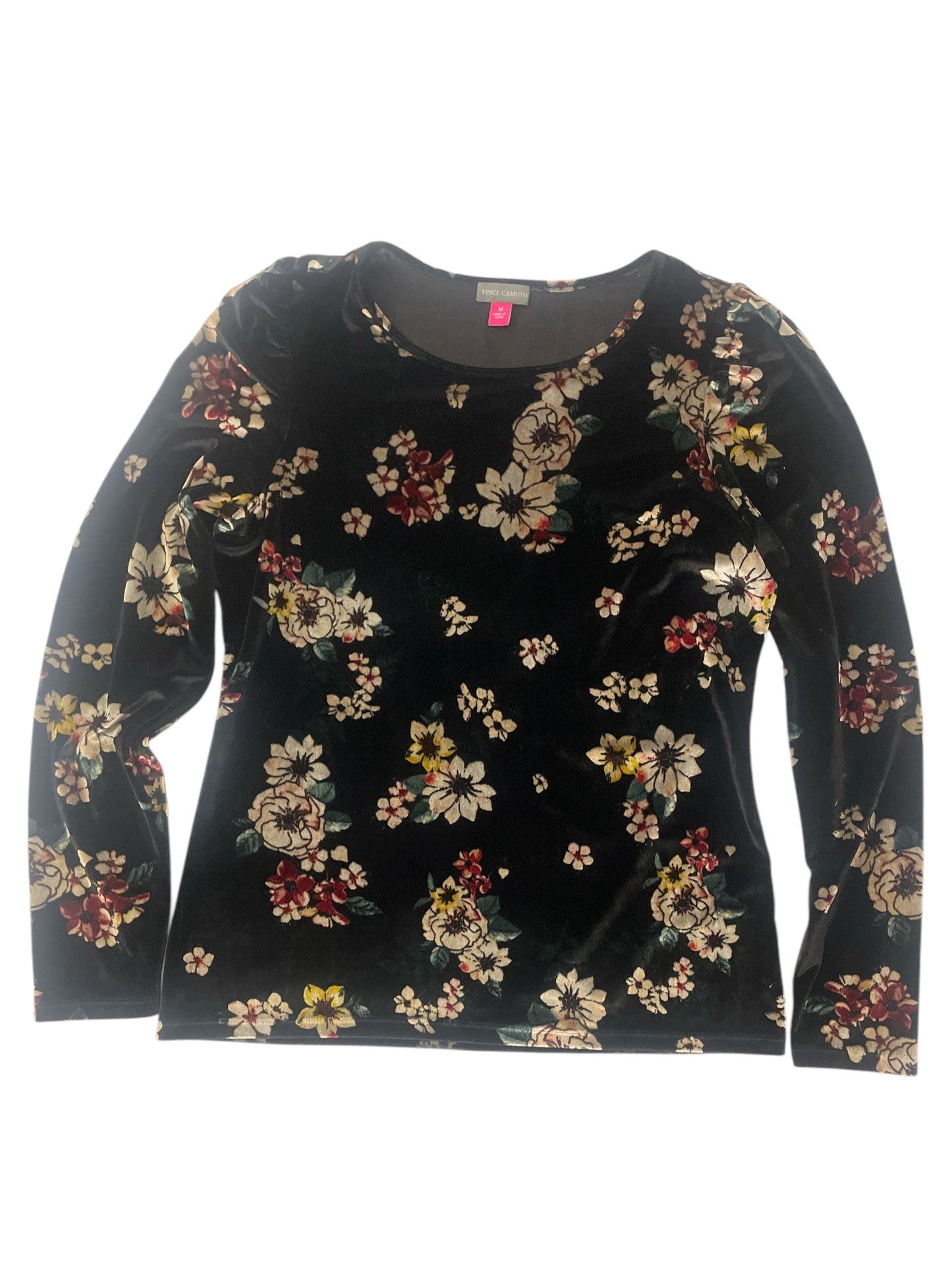 Top Long Sleeve Basic By Vince Camuto In Floral Print, Size: M