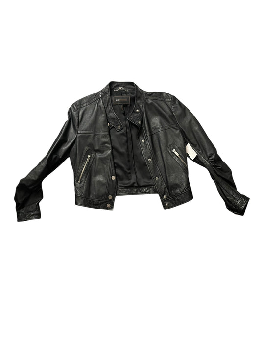 Jacket Leather By Bcbgmaxazria In Black, Size: S