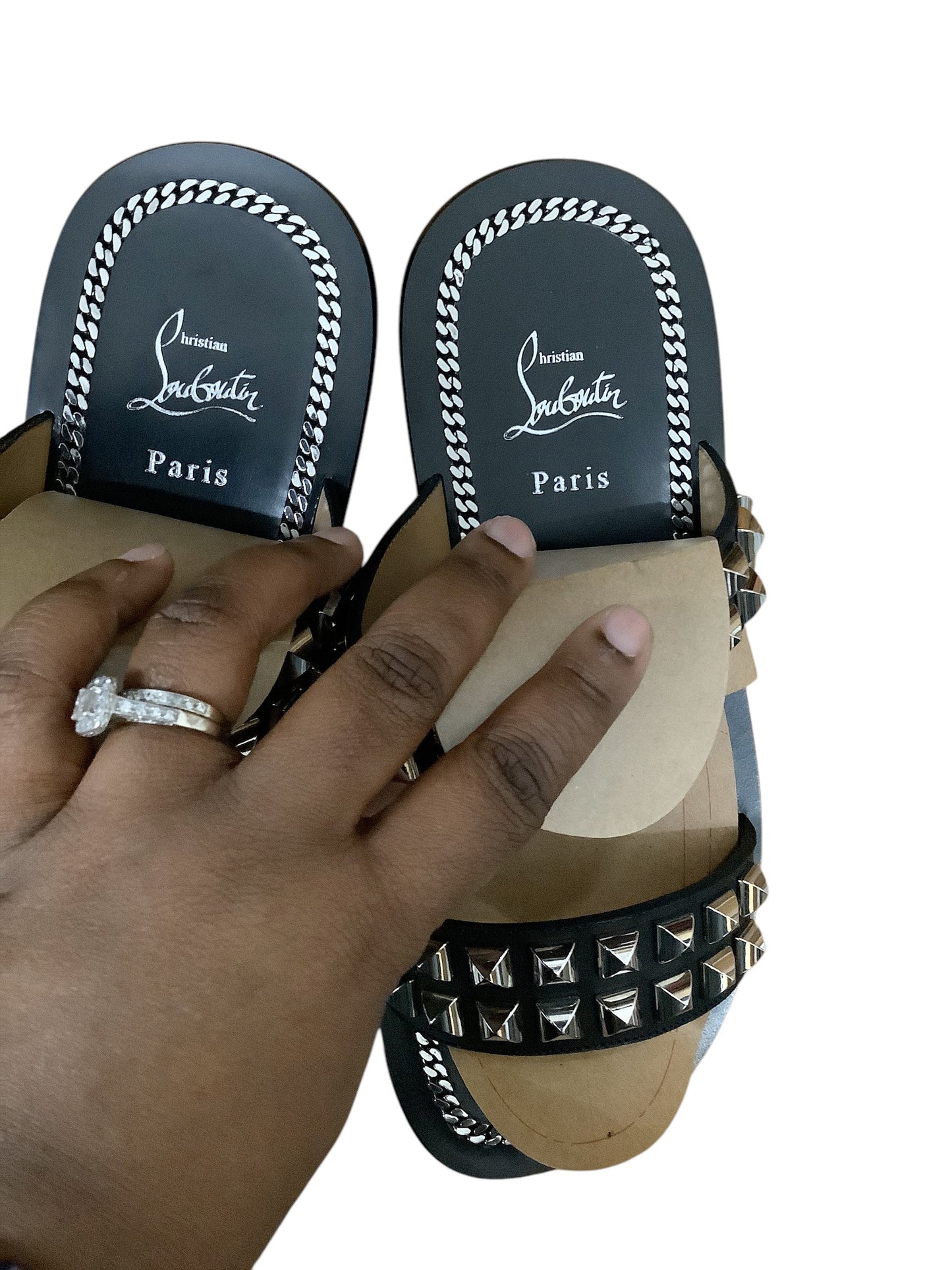 Sandals Luxury Designer By Christian Louboutin In Black