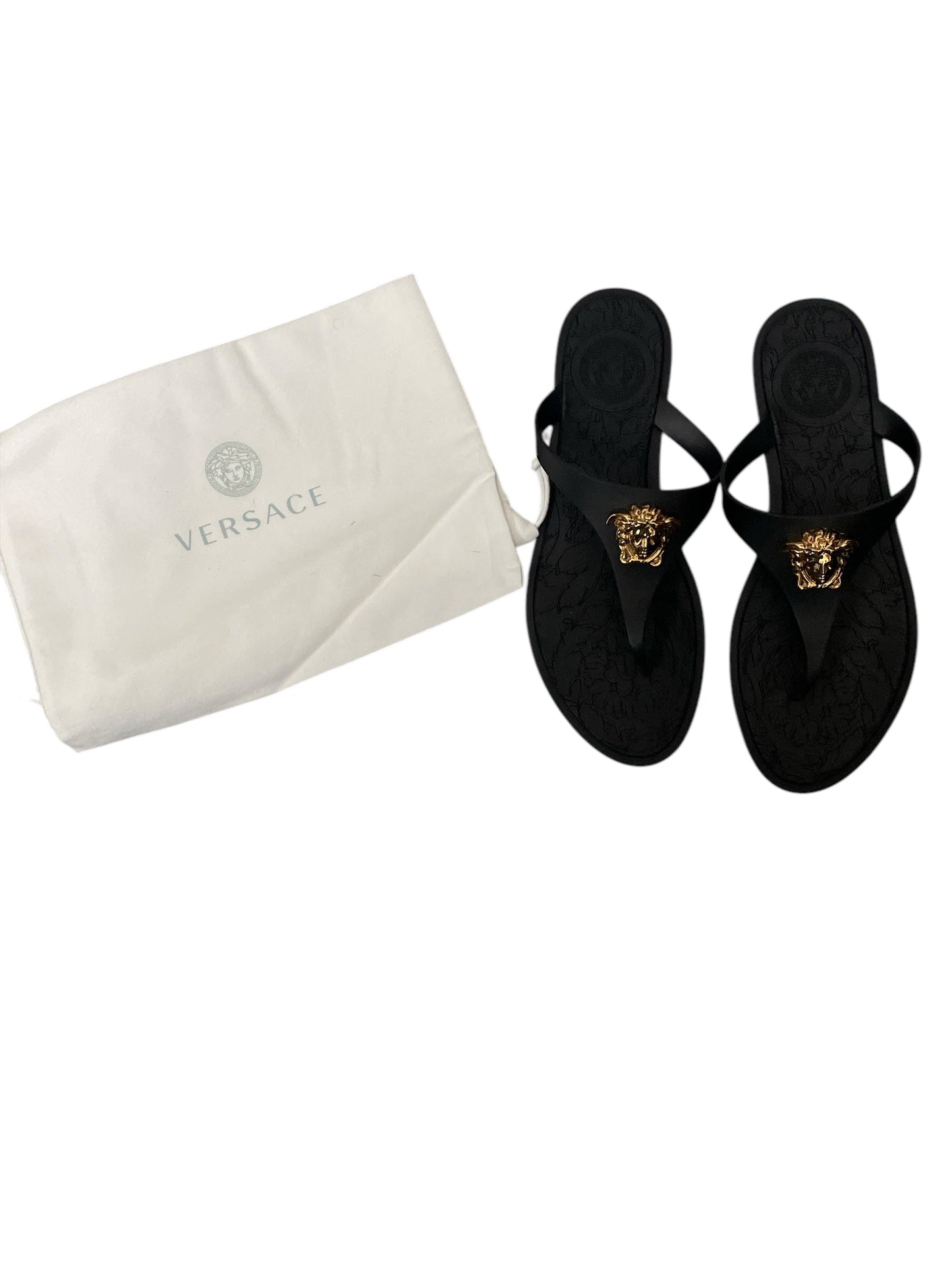 Sandals Luxury Designer By Versace In Black