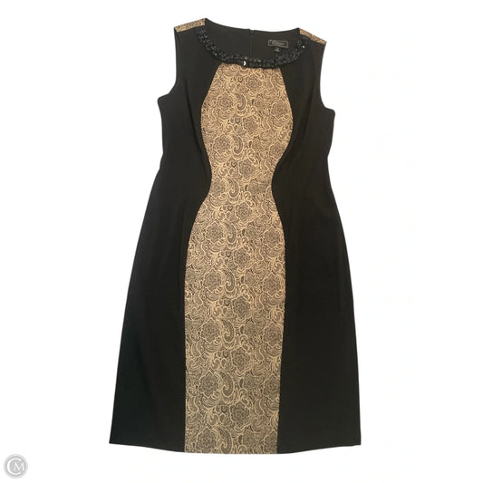 Dress Casual Midi By Dressbarn In Black & Gold, Size: 12