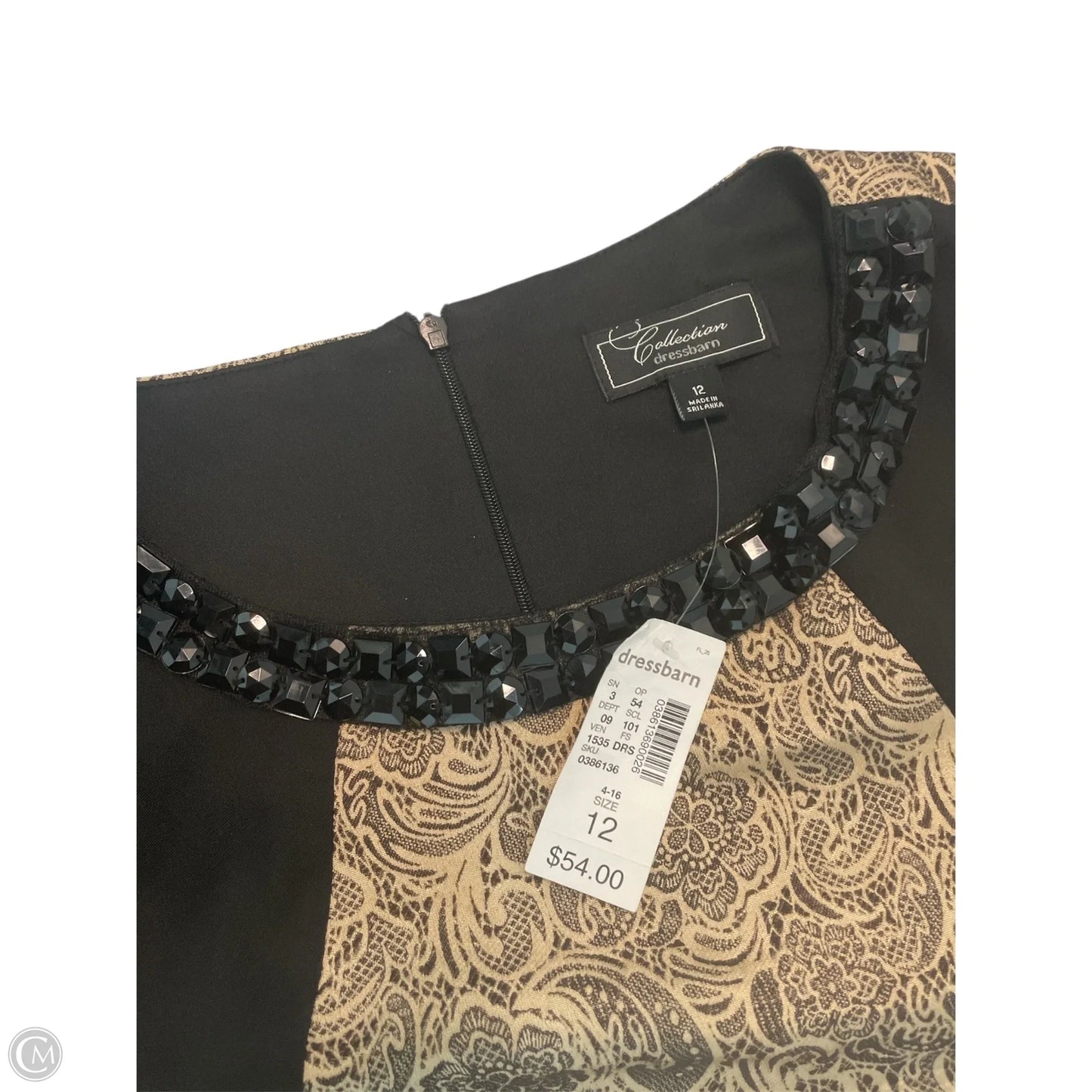 Dress Casual Midi By Dressbarn In Black & Gold, Size: 12